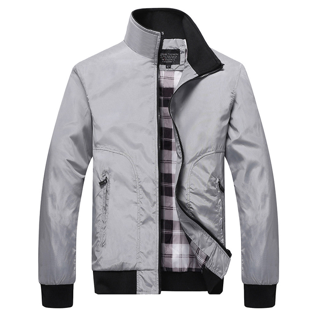 JAYCOSIN Men's Coats Men Patchwork Jacket Zipper Outwear